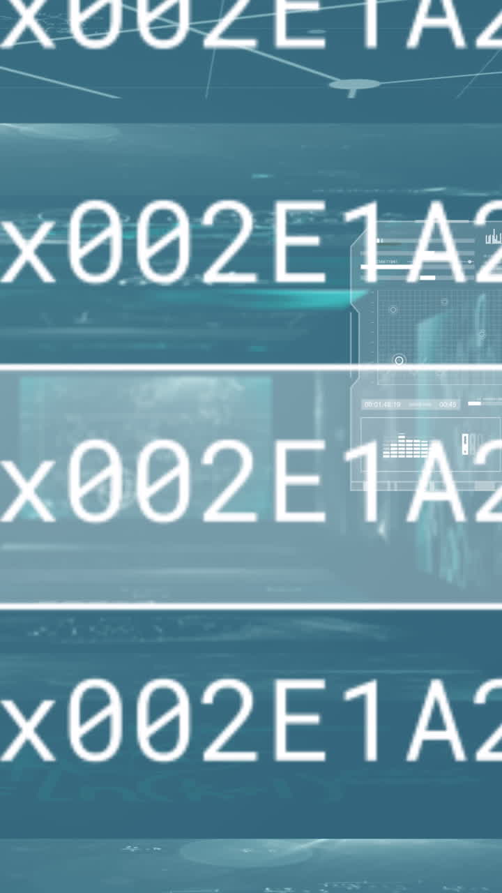 animación del procesamiento de datos sobre un fondo azul