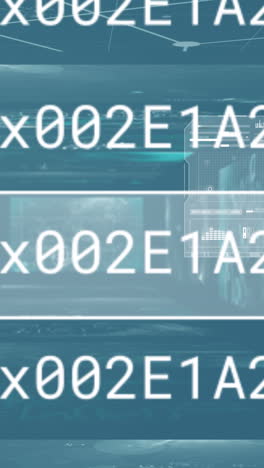 Animation of data processing over blue background
