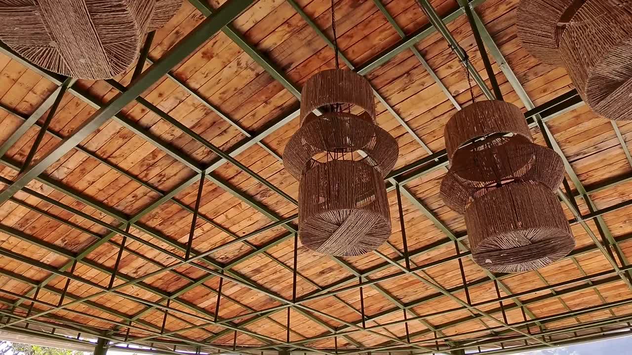 Traveling shot of traditional wooden lights in Tepoztlan, Morelos, Mexico