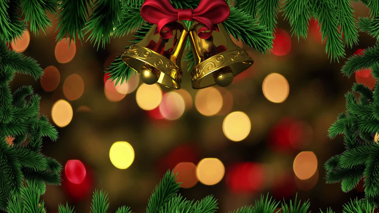 animación del marco del abeto sobre manchas y campanas.