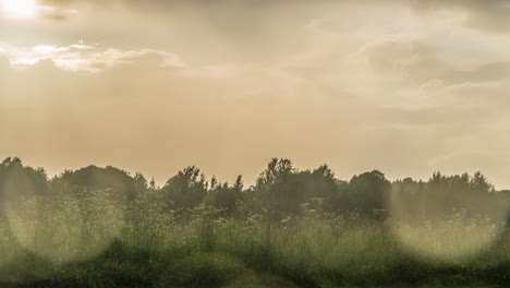 Statische-Aufnahme-Einer-Wolke,-Die-Durch-Grün-Vorbeizieht