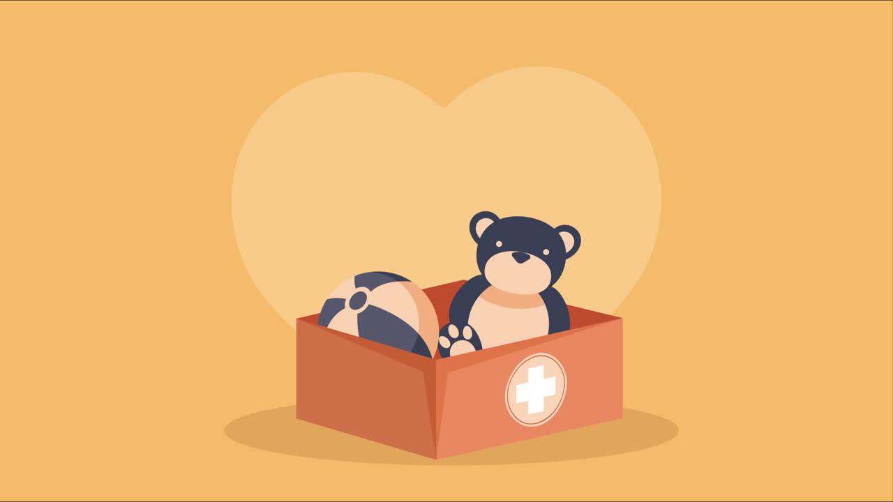 donaciones de caridad juguetes en animación de caja