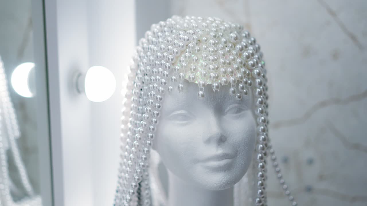 Mannequin Head with Pearl Headpiece