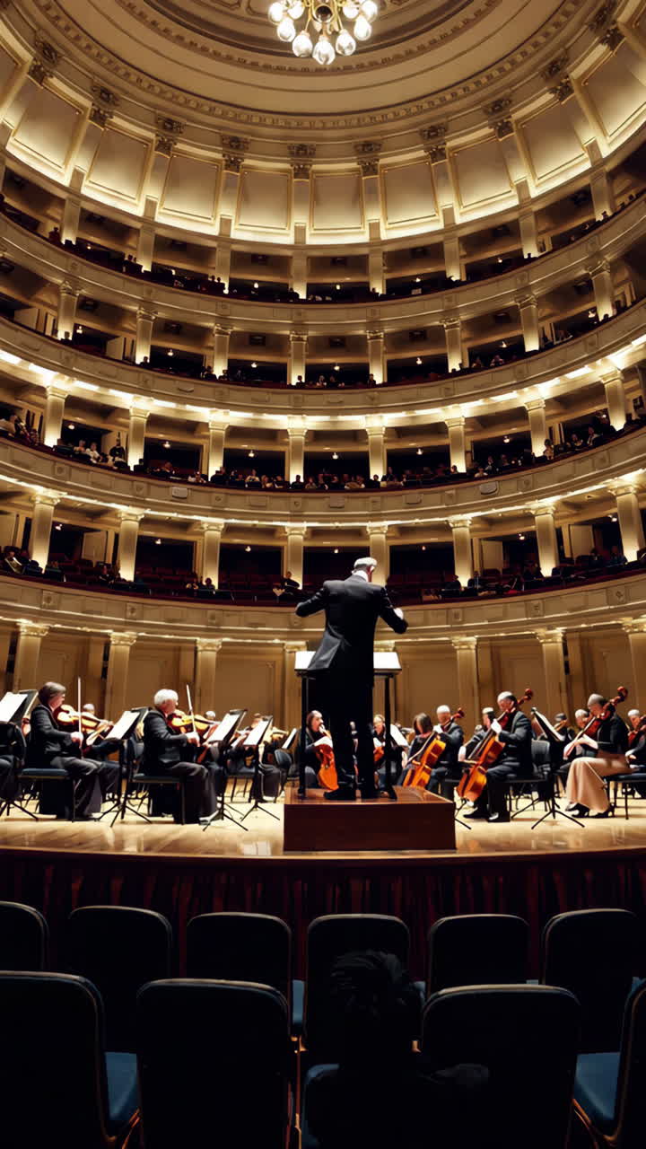 Orchestra Performance in a Grand Concert Hall