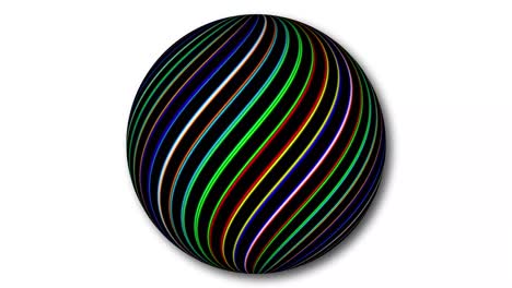 stripy line sphere isolate on white background. animated sphere.