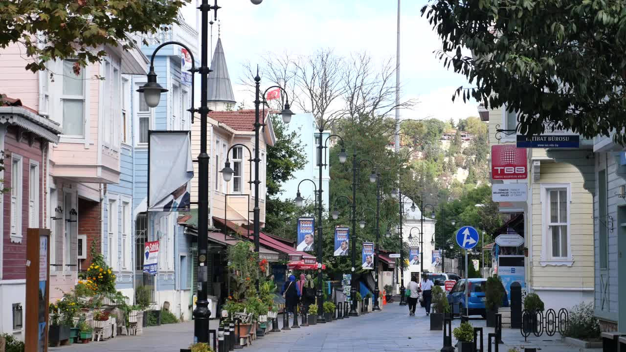 유럽 도시 의 거리 장면