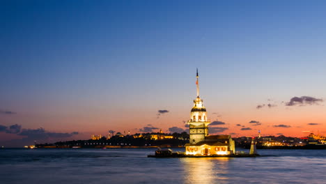 maiden's tower at sunset in istanbul
