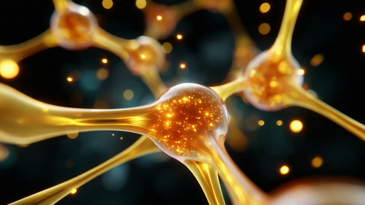 An Intricate Visualization of Neurons and Synapses, Highlighting the Glowing Connections Between Nerve Cells with Sparkling Effects, Representing the Complexity of Neural Networks in a Captivating Manner