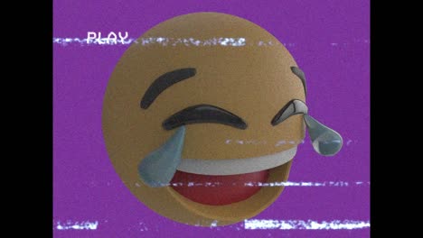 animación del icono de emoji feliz sobre la pantalla con ruido