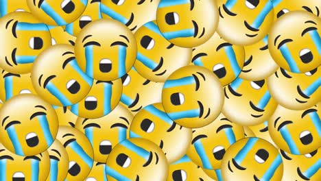 Digitale-Animation-Mehrerer-Emojis-Mit-Weinenden-Gesichtern,-Die-Vor-Schwarzem-Hintergrund-Fallen