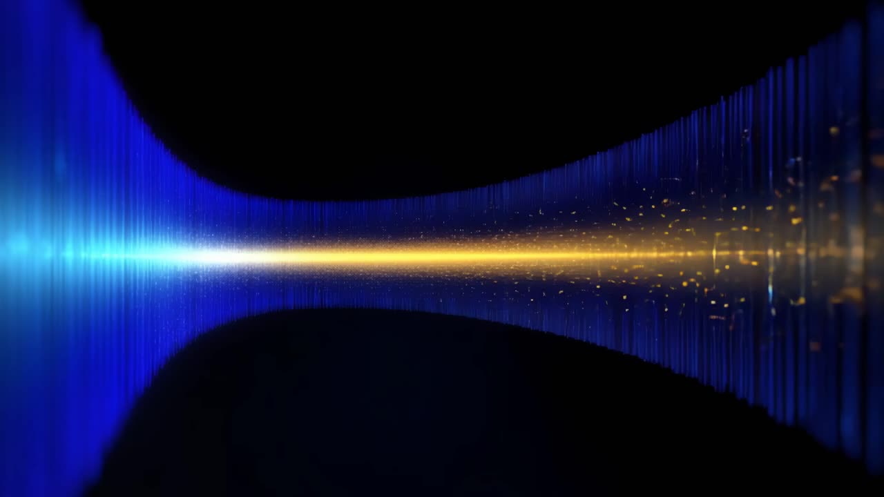 Abstract video with a futuristic style, featuring a dynamic, glowing light trail