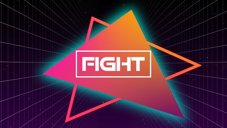 Animazione della parola "Fight" scritta con lettere bianche tremolanti
