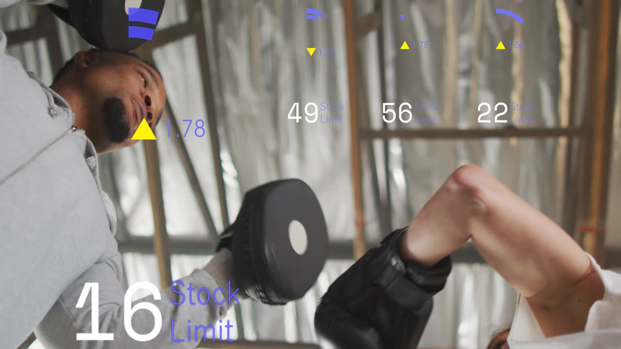 Trainer raising mitts, trainee boxing combos boosting speed, HUD meters and Stock Limit tracking