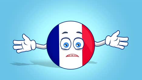 cartoon icon flag france do not know with face animation with alpha matte