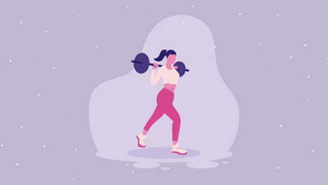 animación de personajes de atletas femeninas levantando pesas
