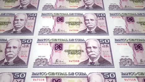 banknotes of fifty cuban pesos of central bank of cuba, cash money, loop