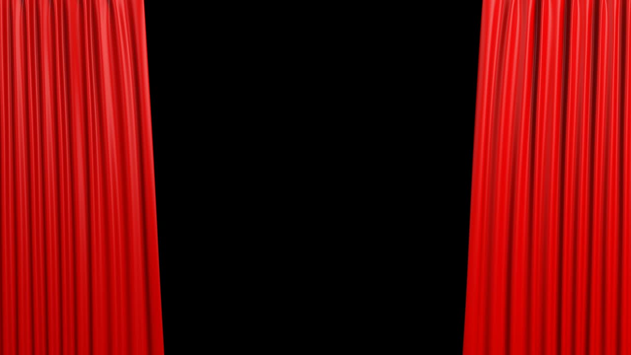 알파 배경을 가진 빨간색 개방 커튼