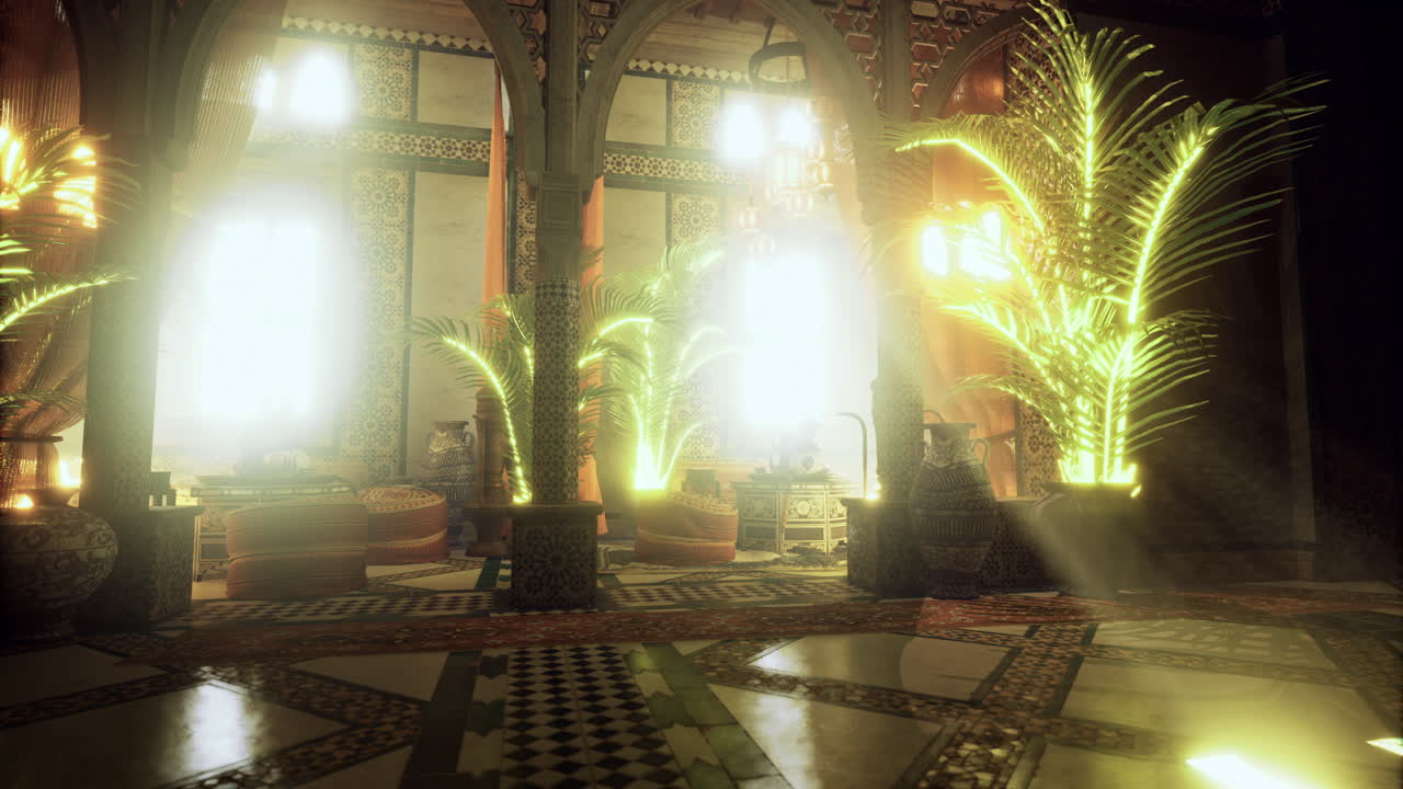 Mysterious indoor space with light filtering through plants in a unique setting