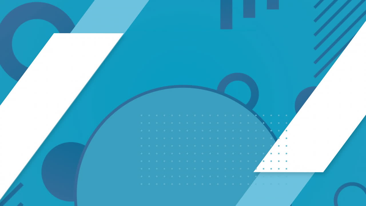 Animation of abstract shapes moving on blue background