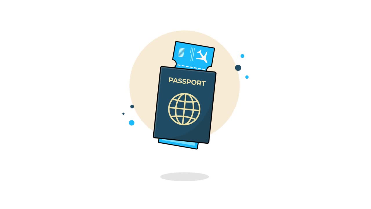 Animated Passport and Airplane Ticket Illustration | Premium Stock ...