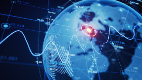 statistical graph and virtual earth with finance concept, 3d rendering.