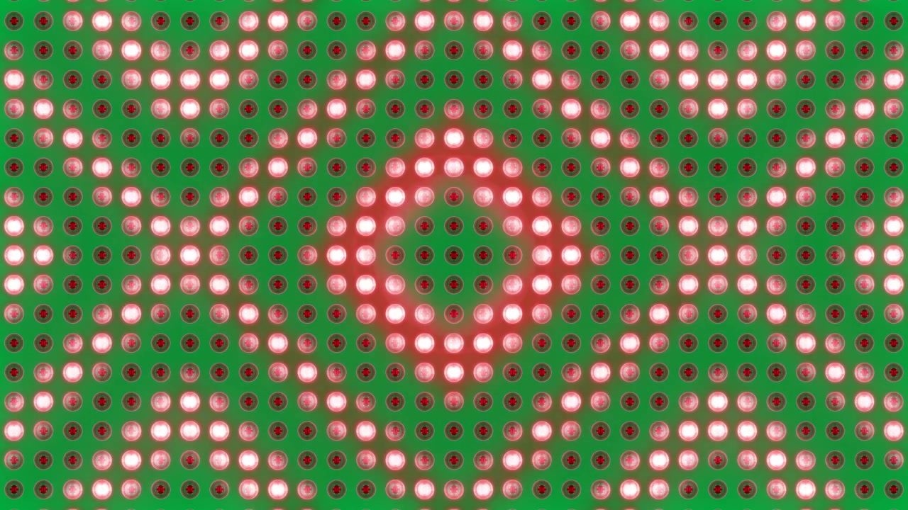 LED matrix pulsing after flash forming diamond halo cross sweeping waves for transparent background