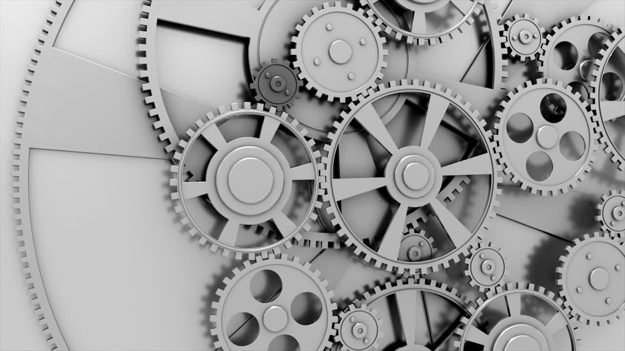 video de fondo industrial con engranajes. animación en 3d.
