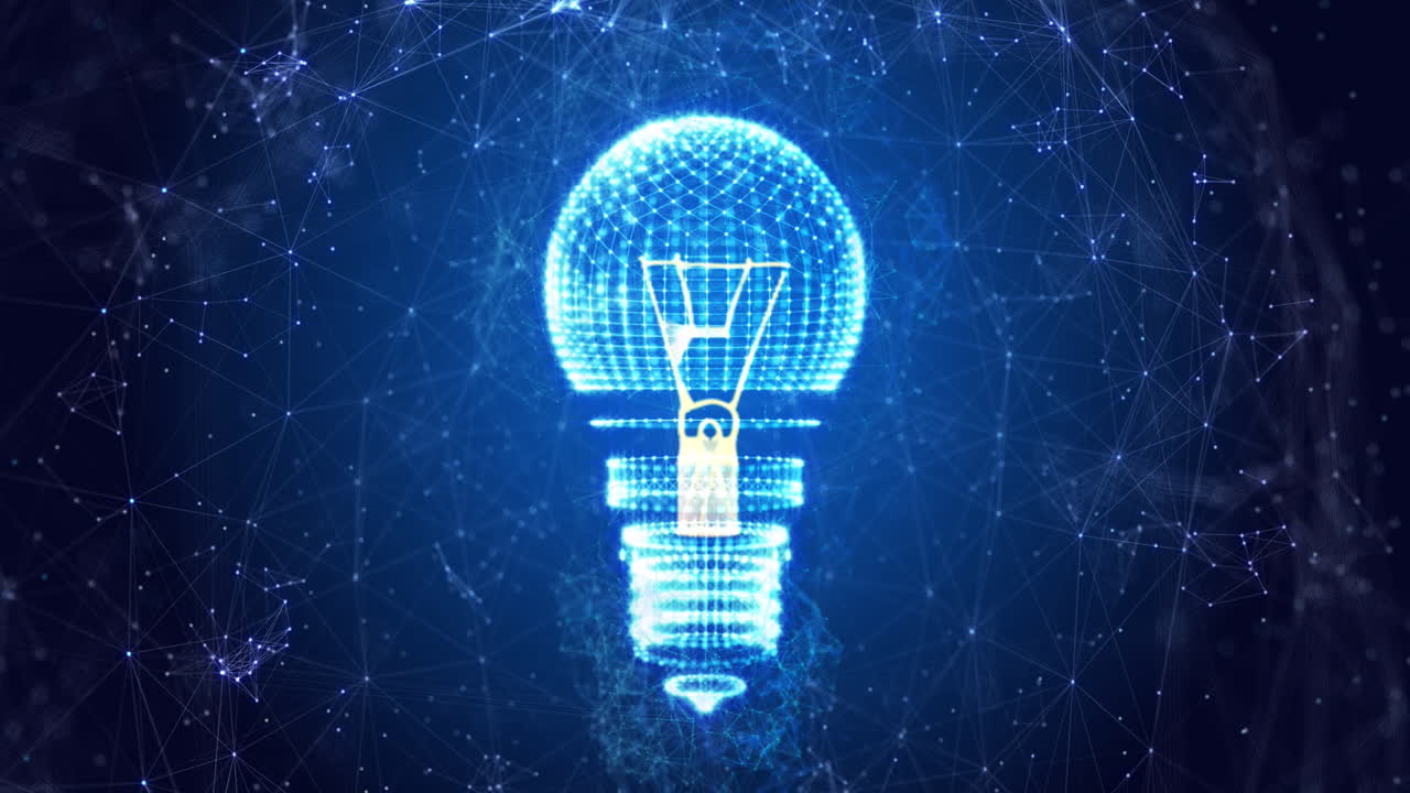 animazione della lampadina e elaborazione dei dati con connessioni