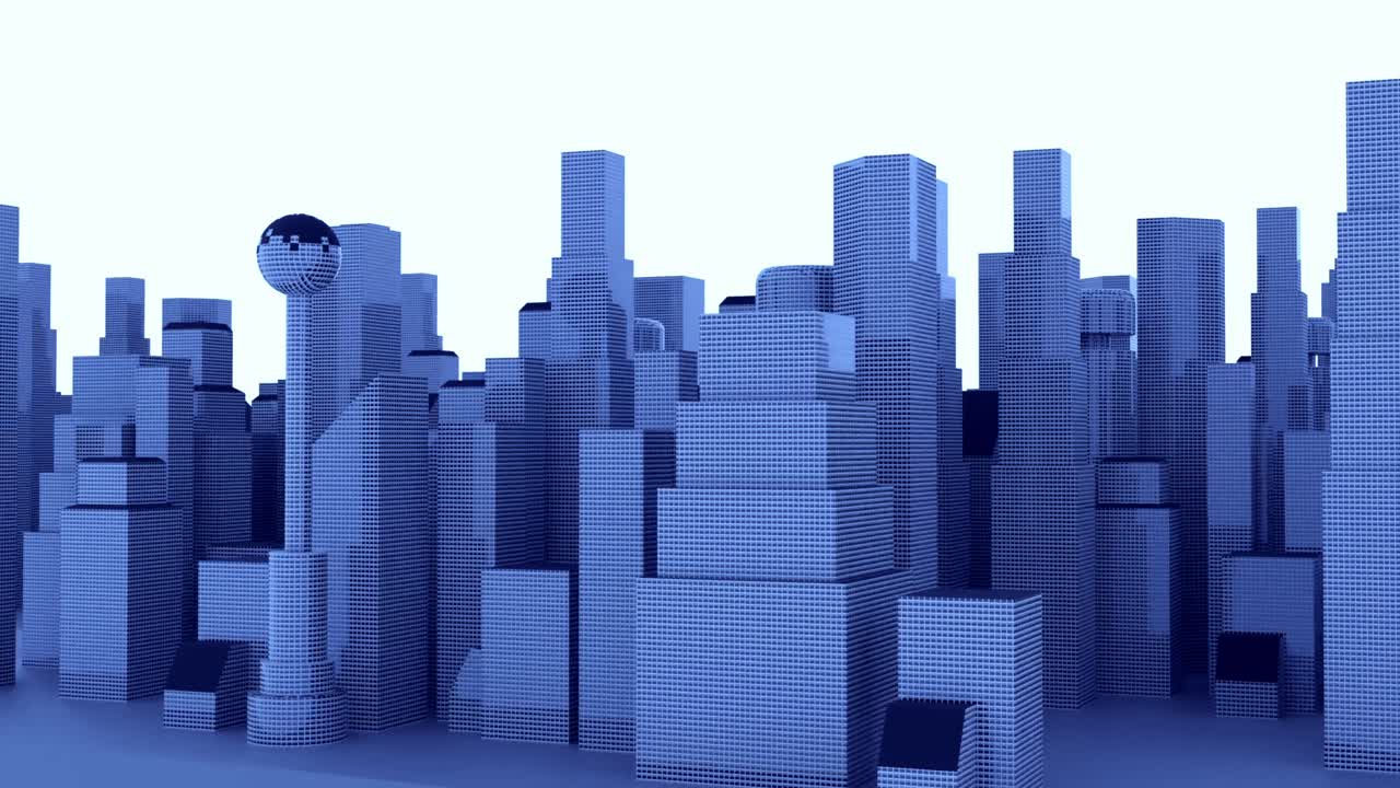 3D Rendered Cityscape with Skyscrapers