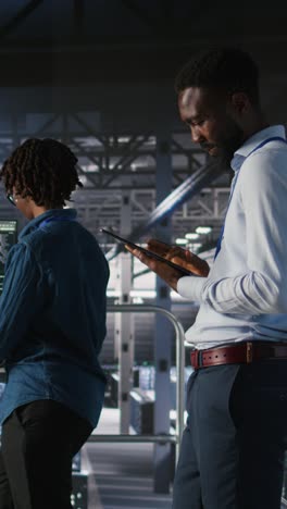 vertical video engineers working together on data center industrial platform