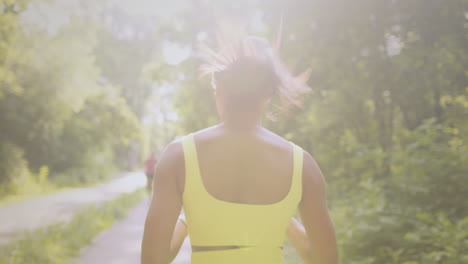 woman running in a park