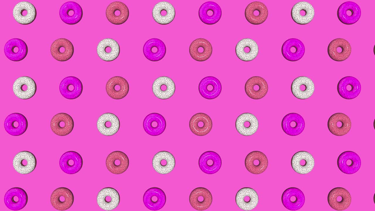 animación abstractamente colorida, el fondo de rosquillas brillantes. renderización en 3d