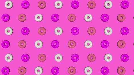 abstract colorful animation, background of bright donuts. 3d rendering