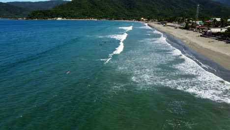 Aerial-Shot-Of-Sabang-Beach,-Peaceful-Seascape,-Baler,-Aurora,-Philippines