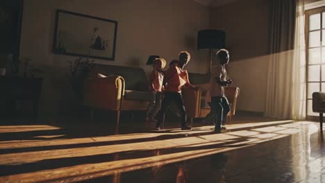 children playing in a living room