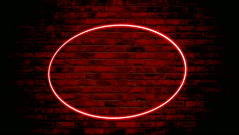 Gráficos-De-Movimiento-De-Animación-De-Marco-De-Borde-De-Elipse-Roja-De-Luz-De-Neón-Sobre-Fondo-De-Pared-De-Ladrillo