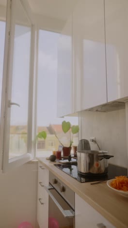 modern kitchen with window view