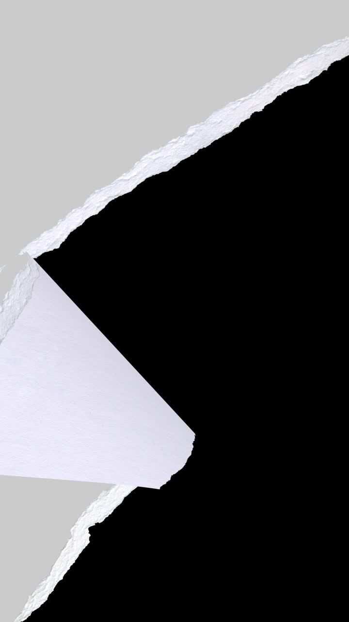 Vertical Gray Paper Rip Transition with Black Background