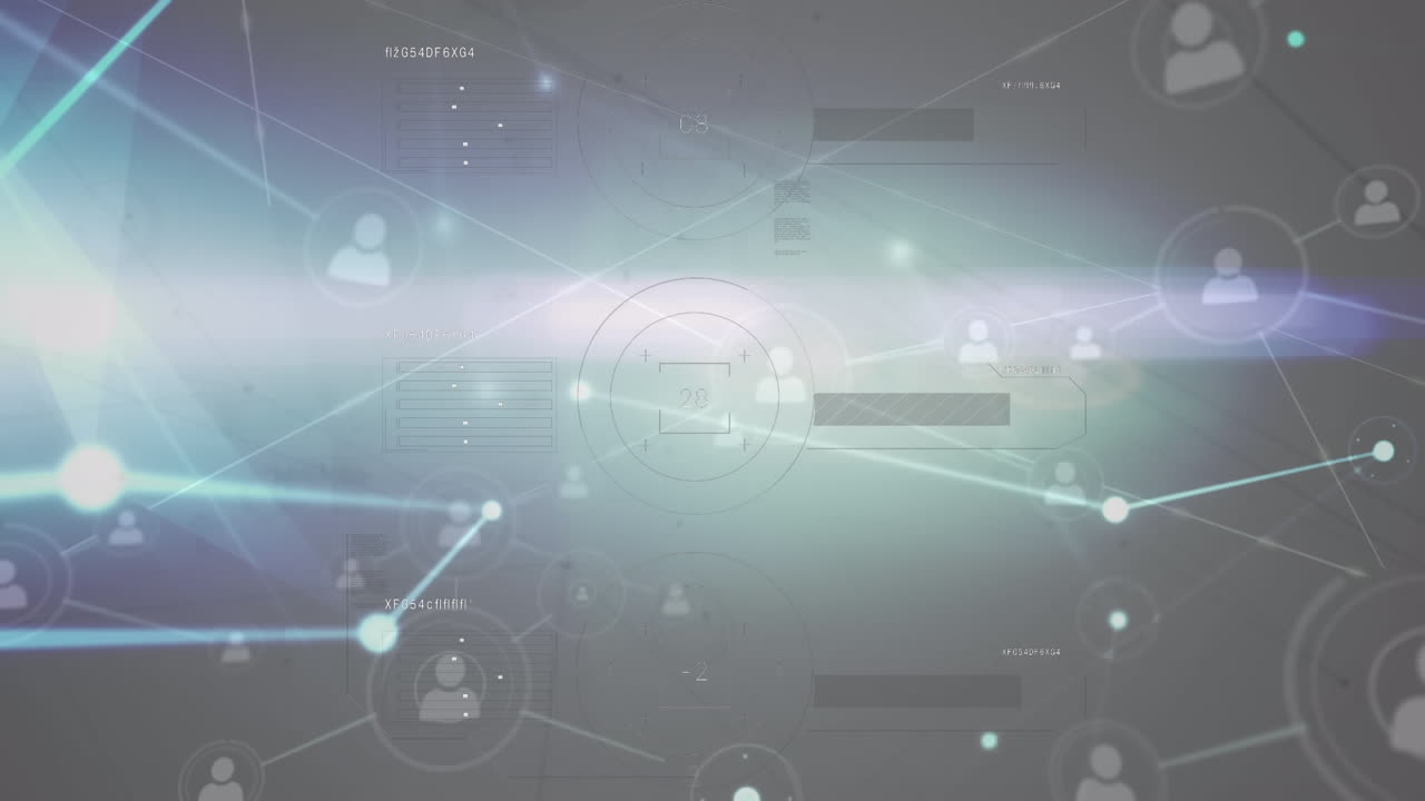 animación del procesamiento de datos y la red de conexiones