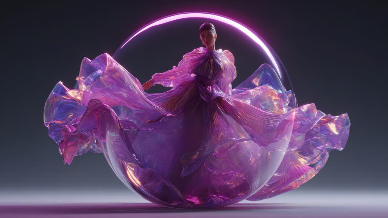 Futuristic Woman in Iridescent Dress