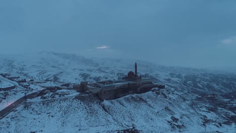 aerial view of ishak pasha palace in agri. 4k footage in turkey