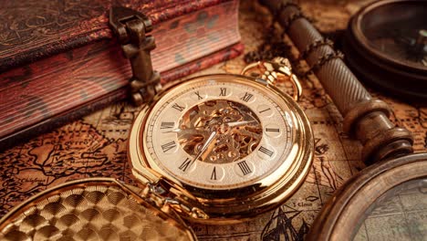 Vintage-pocket-watch.-Vintage-background-Concept-of-time-history.