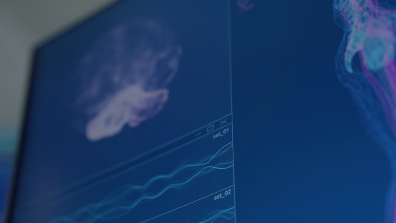 Coronavirus and DNA models on computer screen. Studying DNA damage