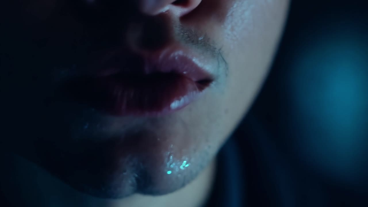 남자 입을 닫고 열고 말하는