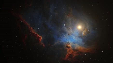 luz brillante en el centro de una nebulosa en el gran universo