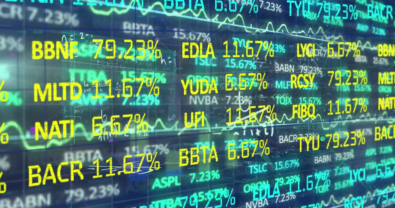 Animation of data processing over blue background
