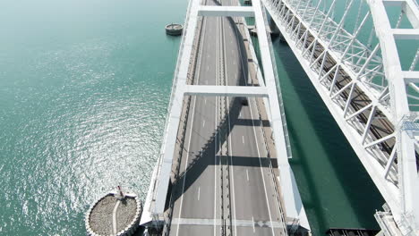 aerial view of a modern bridge over the water