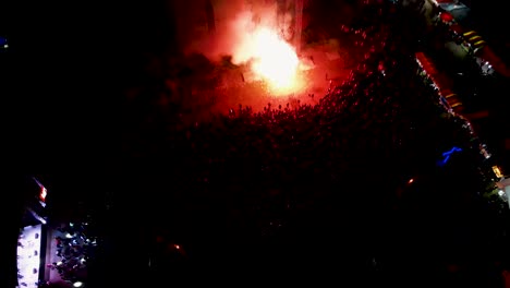 aerial top down shot of lighting in the concert at church in jalisto, mexico