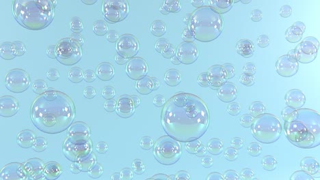 soap bubbles move slowly on blue background in endless loop