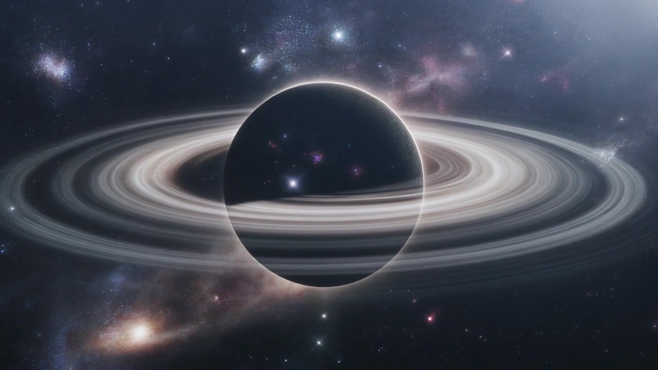 Pemandangan Sinematik Planet Bercincin di Luar Angkasa Jauh
